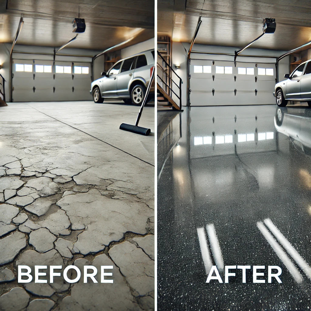 Epoxy garage before after Epoxy garage before after